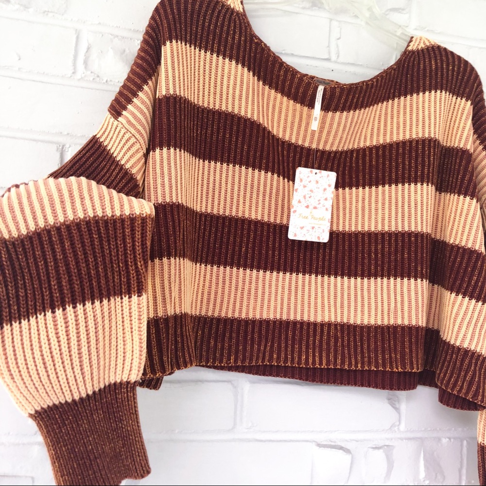 Free People Just My Stripe Sweater Rosemoon Combo - Picture 3 of 6